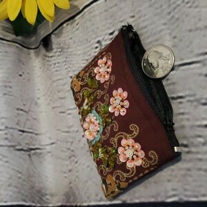 coin purse beaded floral small